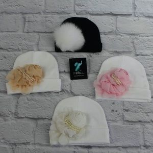 Newborn / Baby Girl Beanie Cap with Adornment